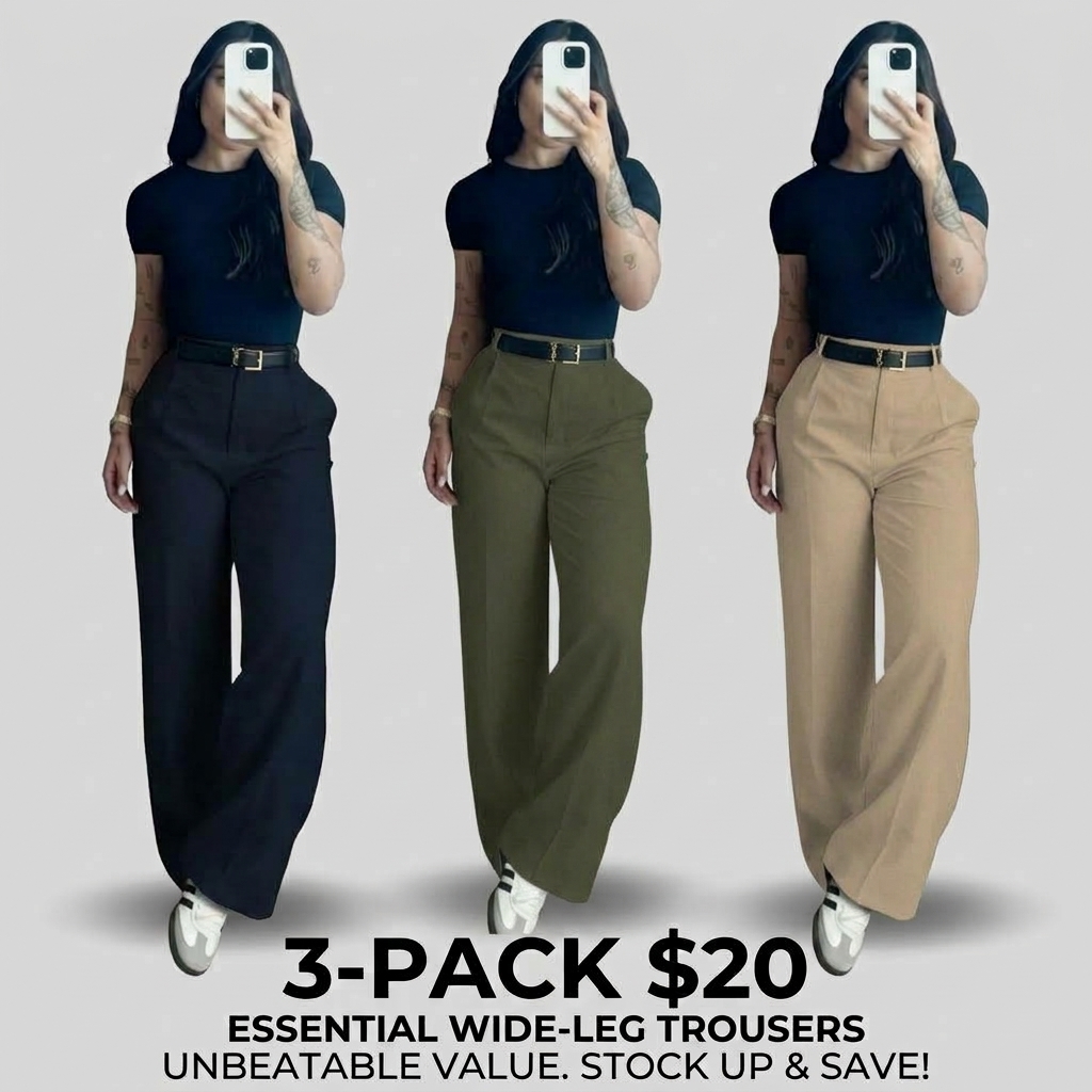 Women's High-Waisted Wide Leg Trousers – Business Casual Drape Pants with Pockets & Belt Loops🔥BUY 5 FOR $20.99 | BEST VALUE: 6 FOR ONLY $24.99