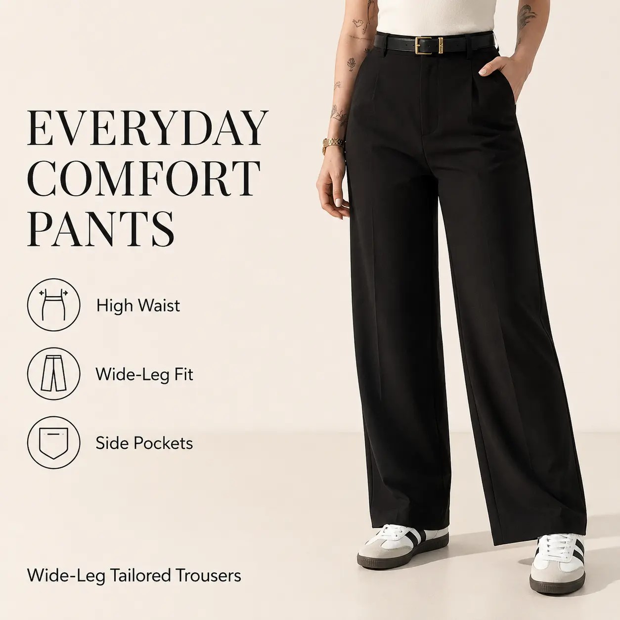Women's High-Waisted Wide Leg Trousers – Business Casual Drape Pants with Pockets & Belt Loops🔥BUY 5 FOR $20.99 | BEST VALUE: 6 FOR ONLY $24.99