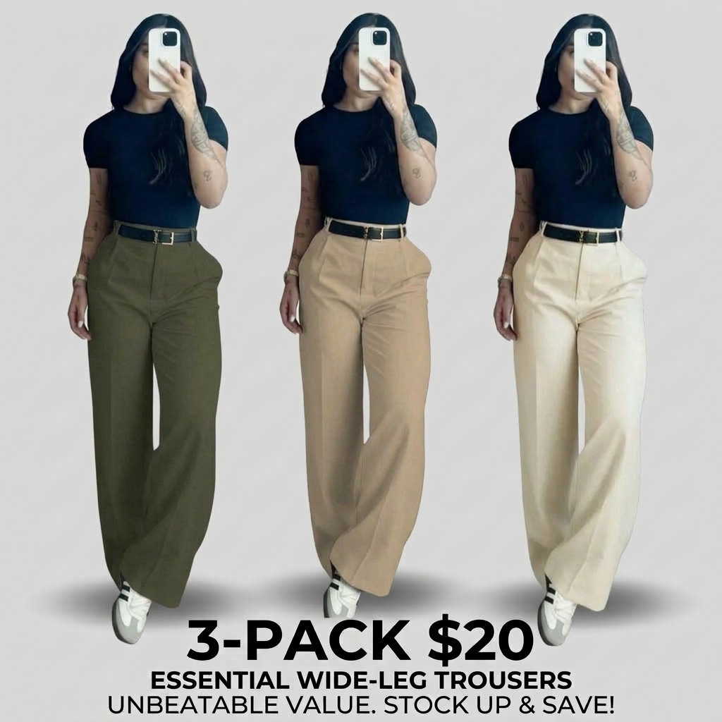 Women's High-Waisted Wide Leg Trousers – Business Casual Drape Pants with Pockets & Belt Loops🔥BUY 5 FOR $20.99 | BEST VALUE: 6 FOR ONLY $24.99