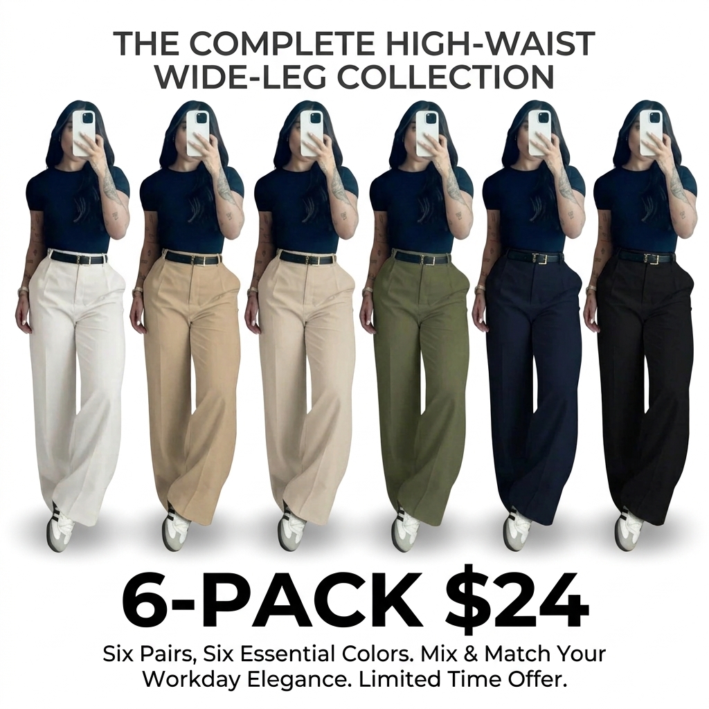 Women's High-Waisted Wide Leg Trousers – Business Casual Drape Pants with Pockets & Belt Loops🔥BUY 5 FOR $20.99 | BEST VALUE: 6 FOR ONLY $24.99