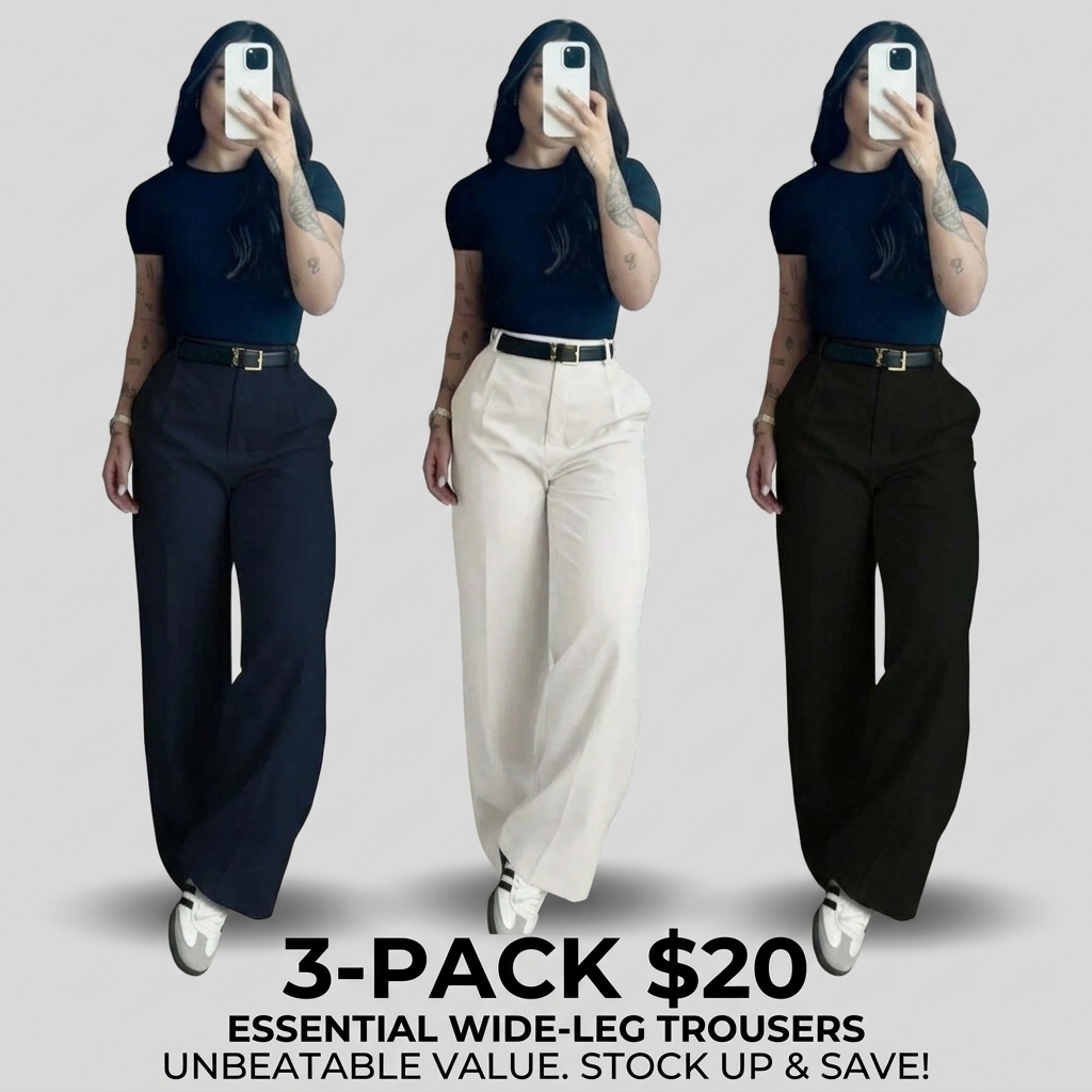 Women's High-Waisted Wide Leg Trousers – Business Casual Drape Pants with Pockets & Belt Loops🔥BUY 5 FOR $20.99 | BEST VALUE: 6 FOR ONLY $24.99