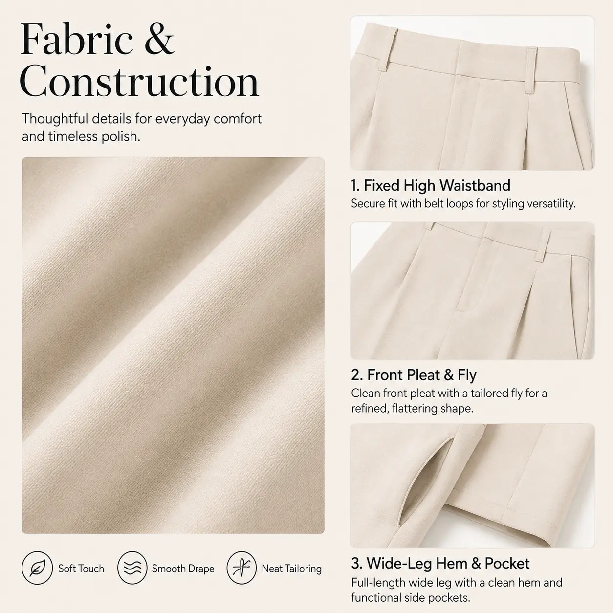 Women's High-Waisted Wide Leg Trousers – Business Casual Drape Pants with Pockets & Belt Loops🔥BUY 5 FOR $20.99 | BEST VALUE: 6 FOR ONLY $24.99