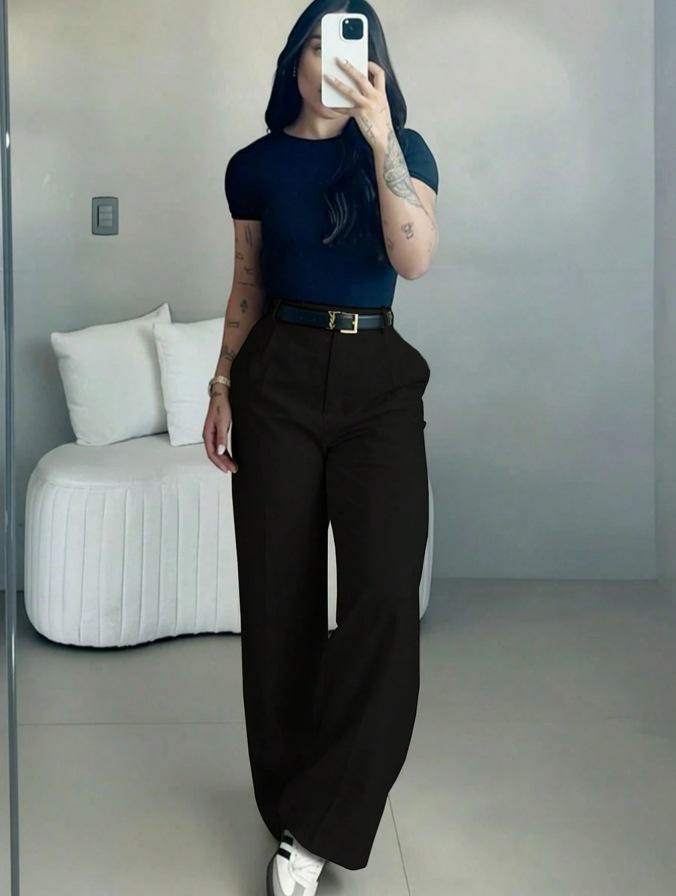Women's High-Waisted Wide Leg Trousers – Business Casual Drape Pants with Pockets & Belt Loops🔥BUY 5 FOR $20.99 | BEST VALUE: 6 FOR ONLY $24.99