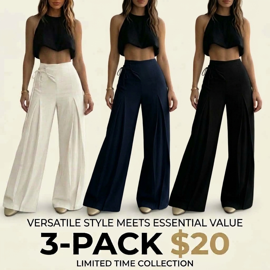 Women's High-Waist Wide-Leg Pants – Elegant Tie-Back Ankle Length Summer Trousers🔥BUY 3 FOR $20.99 | BEST VALUE: 6 FOR ONLY $24.99