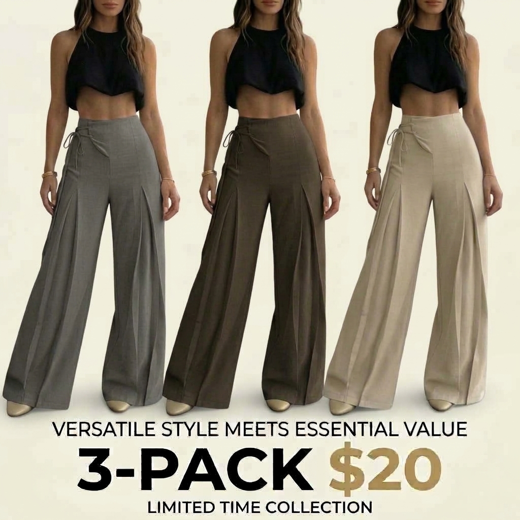 Women's High-Waist Wide-Leg Pants – Elegant Tie-Back Ankle Length Summer Trousers🔥BUY 3 FOR $20.99 | BEST VALUE: 6 FOR ONLY $24.99