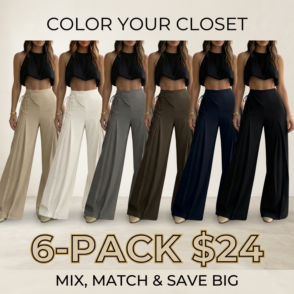 Women's High-Waist Wide-Leg Pants – Elegant Tie-Back Ankle Length Summer Trousers🔥BUY 3 FOR $20.99 | BEST VALUE: 6 FOR ONLY $24.99