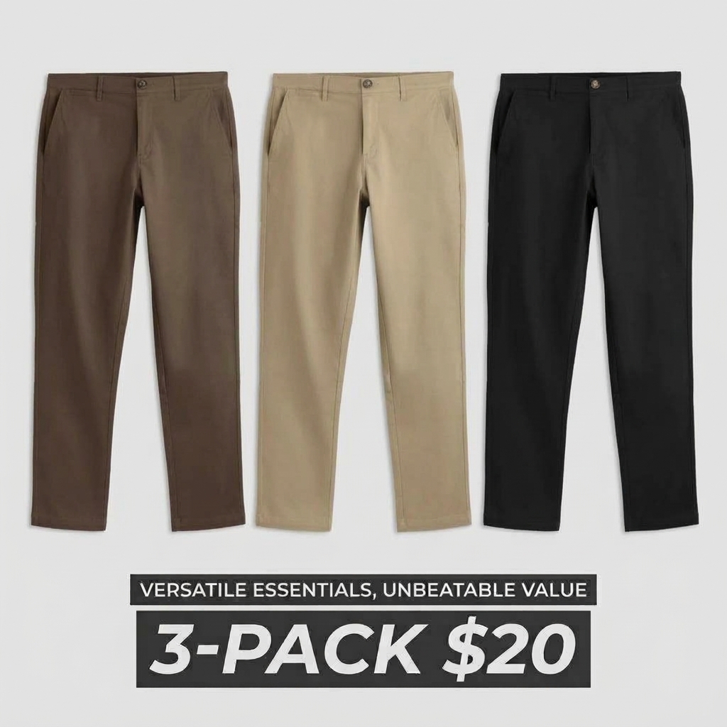 Men's Stretch Chino Pants – Slim-Straight Fit, Buttery-Soft Garment-Dyed Cotton with Hidden Elastic Waistband🔥BUY 3 FOR $20.99 | BEST VALUE: 6 FOR ONLY $24.99