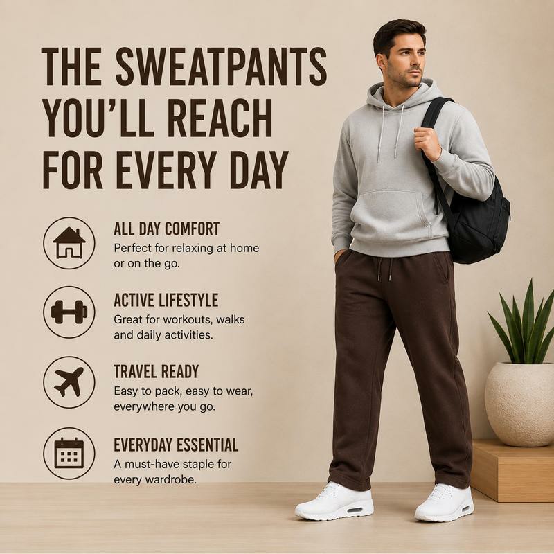 Men's 5-Pack Tech Fleece Performance Sweatpants – Open Bottom, Regular Fit with Pockets🔥BUY 5 FOR $23.99 | BEST VALUE: 5 FOR ONLY $23.99