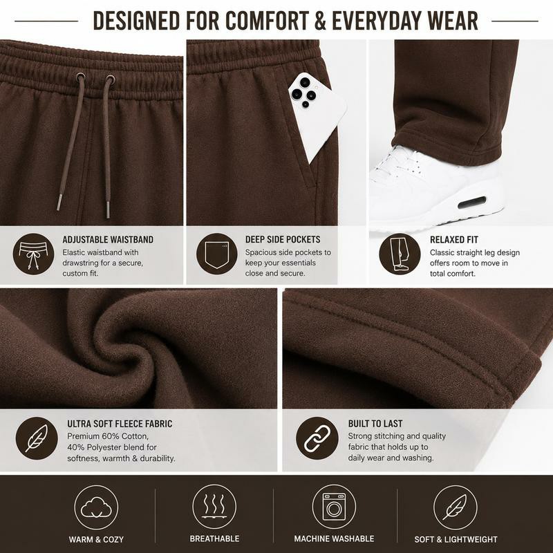 Men's 5-Pack Tech Fleece Performance Sweatpants – Open Bottom, Regular Fit with Pockets🔥BUY 5 FOR $23.99 | BEST VALUE: 5 FOR ONLY $23.99