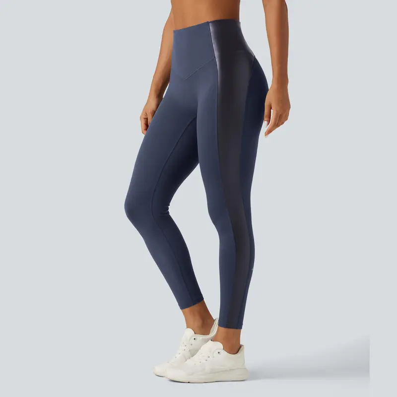 High Waisted Stretchy PU Tummy Control Yoga Leggings with Pocket🔥 BUY 7 FOR $17.99 | BEST VALUE: 11 FOR ONLY $24.99