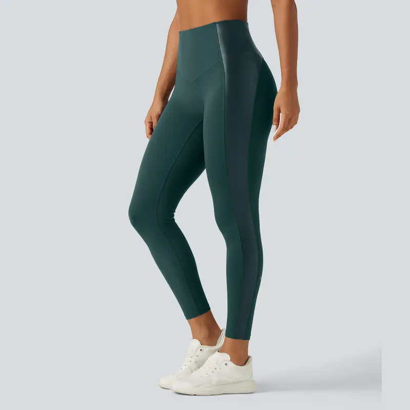 High Waisted Stretchy PU Tummy Control Yoga Leggings with Pocket🔥 BUY 7 FOR $17.99 | BEST VALUE: 11 FOR ONLY $24.99