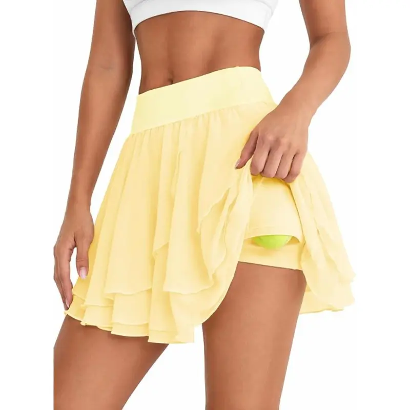 🔥6 items for just $23.99. Aoysky Women's Tiered Ruffled Mesh Tennis/Golf Skort, Athletic Above the Knee Style for Workouts/Dance with Built-in Shorts, Hang Dry