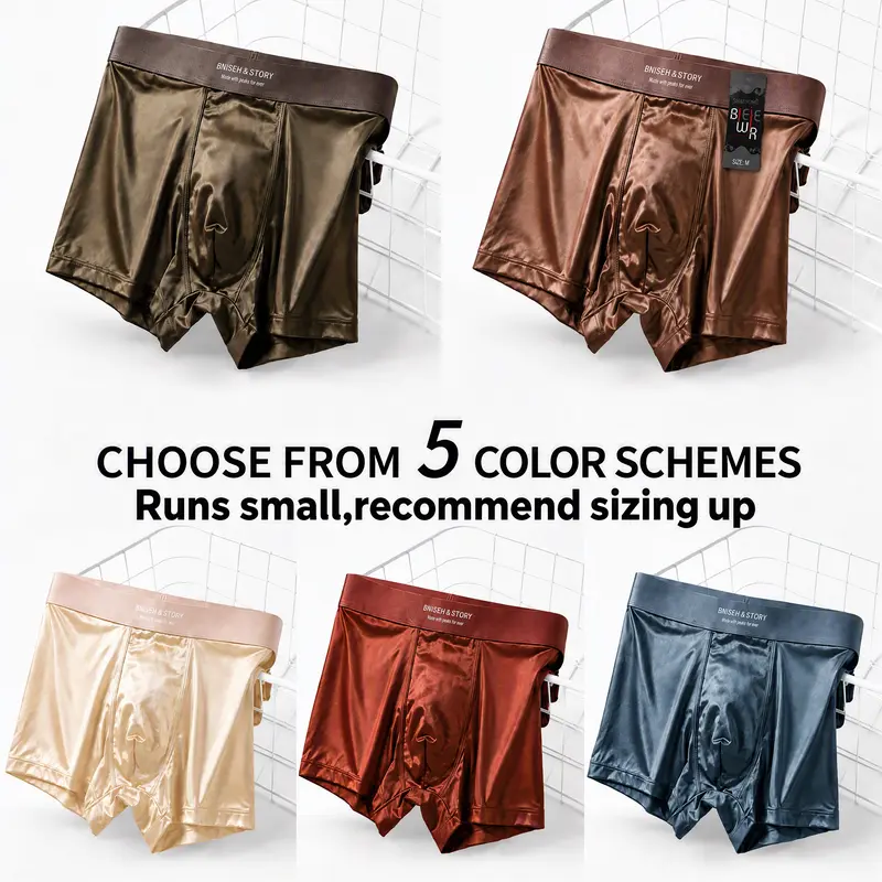 🎁Men's Satin Nylon Underwear Set 5-Pack🔥 Buy 5 for just $14.99 | Super Deal: 8 for only $18.99