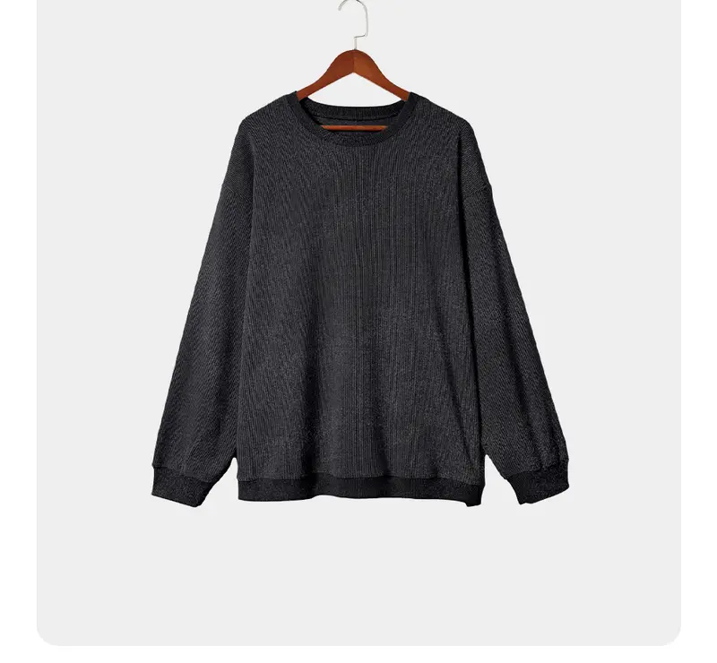 Aleumdr Women's Plus Size Oversized Corduroy Polyester Sweatshirt - Casual Round Neck Long Sleeve Lightweight Baggy Basics Pullover (Sports & Outdoor Tops, Women's Clothes, Plus Size Clothing)