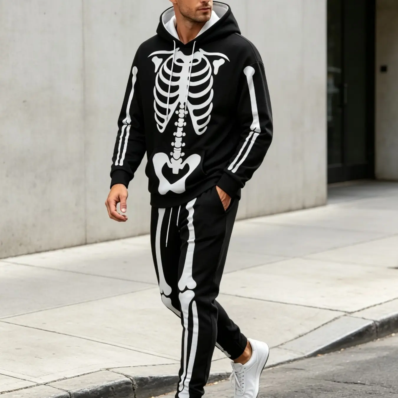 Men's Halloween Skeleton Print Hoodie and Pants Set, Casual Outdoor Wear🔥BUY 4 FOR $23.99 | BEST VALUE: 8 FOR ONLY 33.99