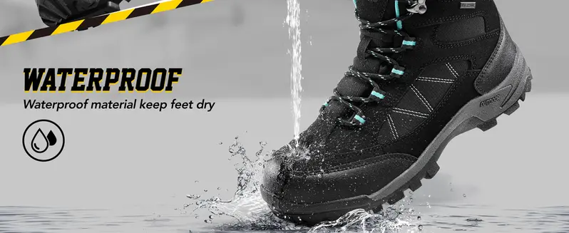 R CORD Steel Toe Boots for Women Waterproof Safety Work Boots Non-slip Composite Toe Boots for Women Steel Toe Shoes for Women Construction Boots Hiking Boots Womens