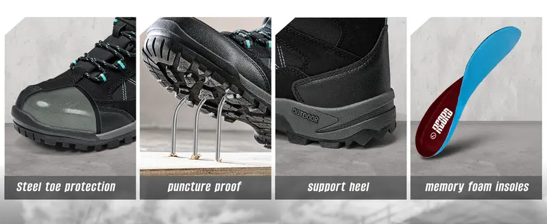 R CORD Steel Toe Boots for Women Waterproof Safety Work Boots Non-slip Composite Toe Boots for Women Steel Toe Shoes for Women Construction Boots Hiking Boots Womens