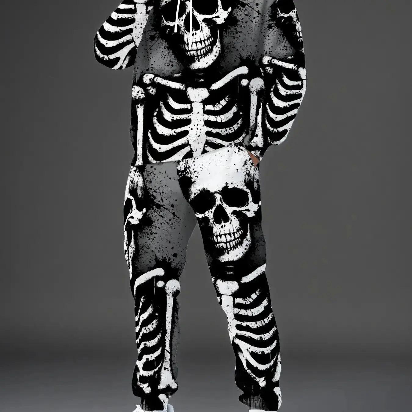 Men's Halloween Skeleton Print Hoodie and Pants Set, Casual Outdoor Wear🔥BUY 4 FOR $23.99 | BEST VALUE: 8 FOR ONLY 33.99