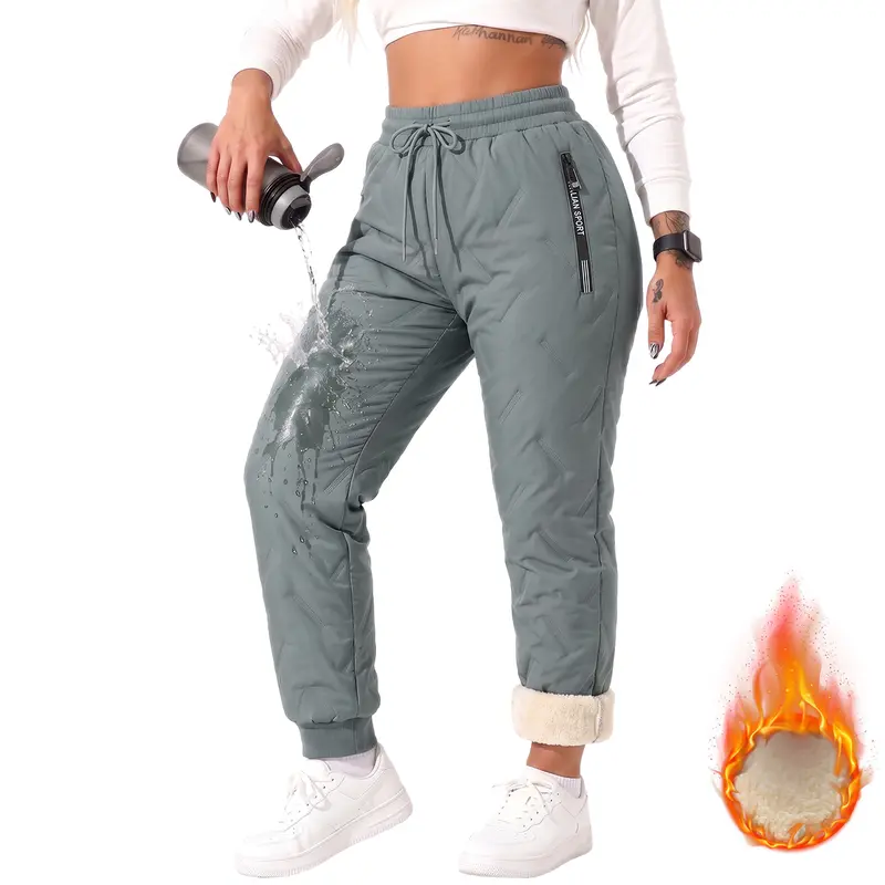 JOGWAVE Women's Mid-Waist Full-Length Loose-Fit Polyester Fleece-Lined Winter Pants with Zip Pockets, Warm Casual Trousers for Casual Outfits Women & Outdoor Activities, Christmas Gift Option JOGWAVE Women's Mid-Waist Full-Length Loose-Fit Polyester Fleece-Lined Winter Pants with Zip Pockets, Warm Casual Trousers for Casual Outfits Women & Outdoor Activities, Christmas Gift Option