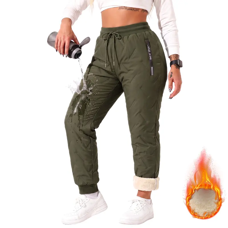 JOGWAVE Women's Mid-Waist Full-Length Loose-Fit Polyester Fleece-Lined Winter Pants with Zip Pockets, Warm Casual Trousers for Casual Outfits Women & Outdoor Activities, Christmas Gift Option JOGWAVE Women's Mid-Waist Full-Length Loose-Fit Polyester Fleece-Lined Winter Pants with Zip Pockets, Warm Casual Trousers for Casual Outfits Women & Outdoor Activities, Christmas Gift Option