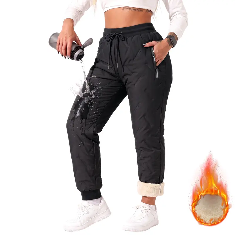 JOGWAVE Women's Polyester Fleece-Lined Mid-Waist Pants