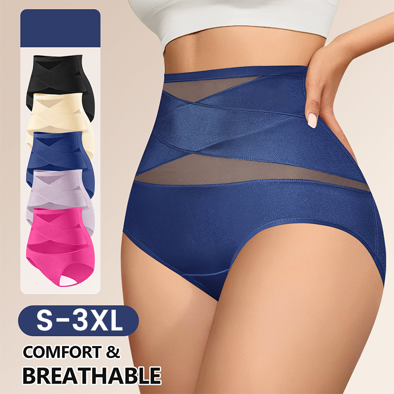 Plus-Size High-Waist Cross Tummy Control Panties 🔥 Buy 5 for just $23.99 | Super Deal: 5 for only $23.99
