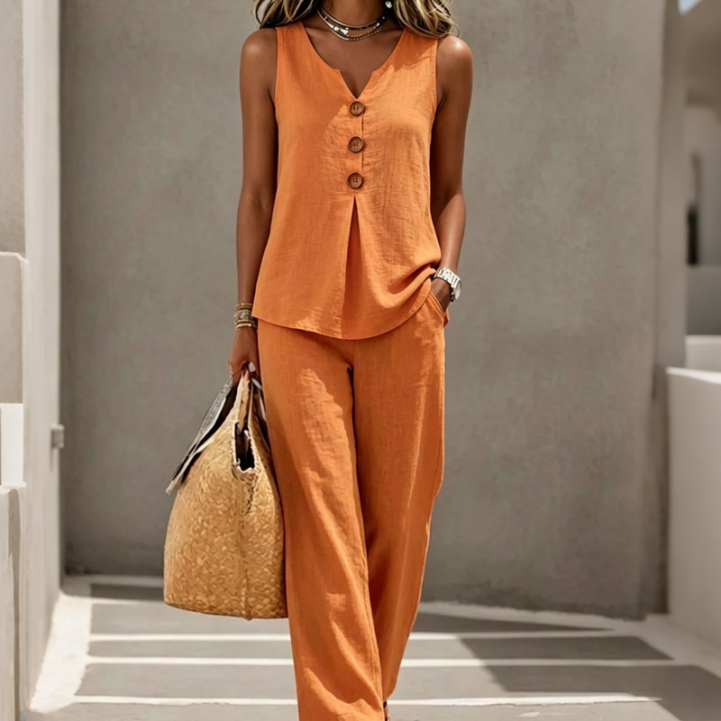 💗 Women’s Sleeveless Button Top & Loose Pants Set 🔥 BUY 8 FOR $29.90 | BEST VALUE: 8 FOR ONLY $29.90