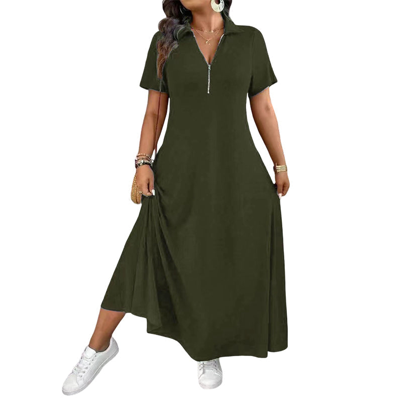 ⌛ Limited-Time Offer – Women’s Casual Solid Color Zipper Maxi Dress 💃 🔥 BUY 6 FOR $23.99 | BEST VALUE: 6 FOR ONLY $23.99