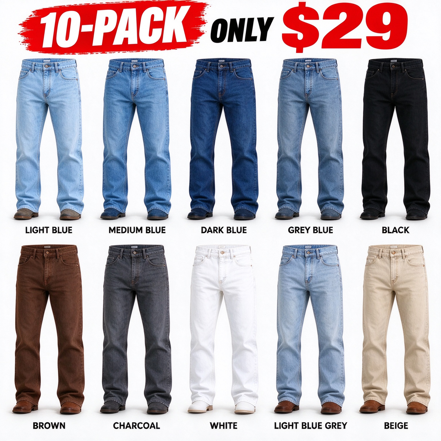🔥 BESTSELLER | 6PCS $25.99 | Men's Original Fit Western Jeans