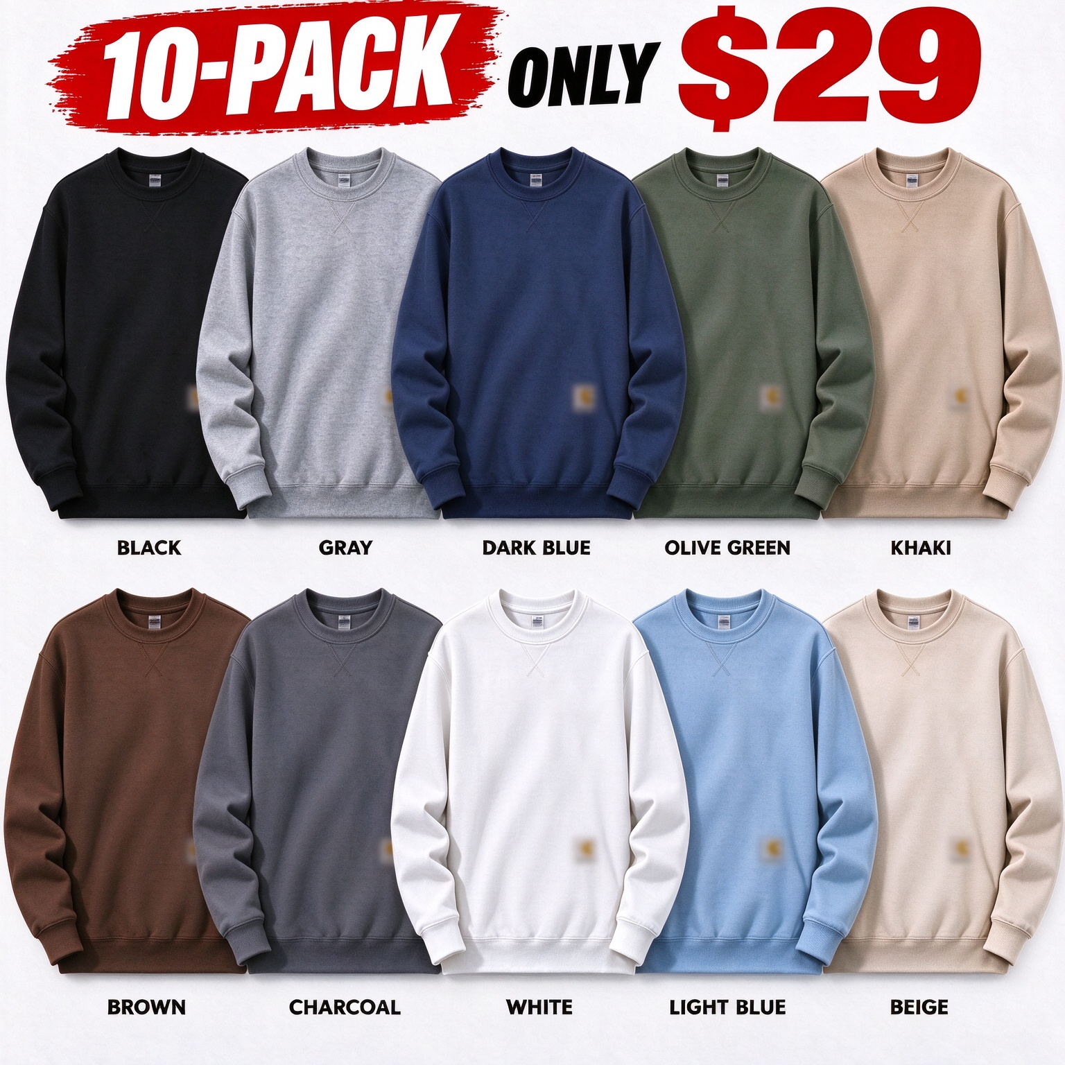 🔥LAST DAY CLERANCE🔥Men's Fleece Crewneck Sweatshirt - 6 PCS