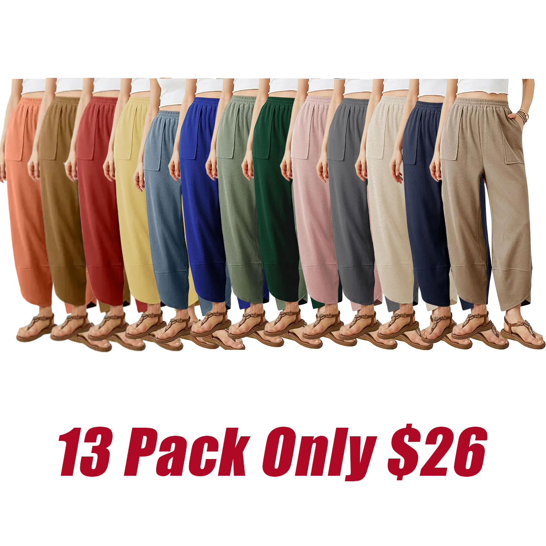 Women’s Baggy Wide Leg Pants Casual Lounge Palazzo Trousers Summer Style