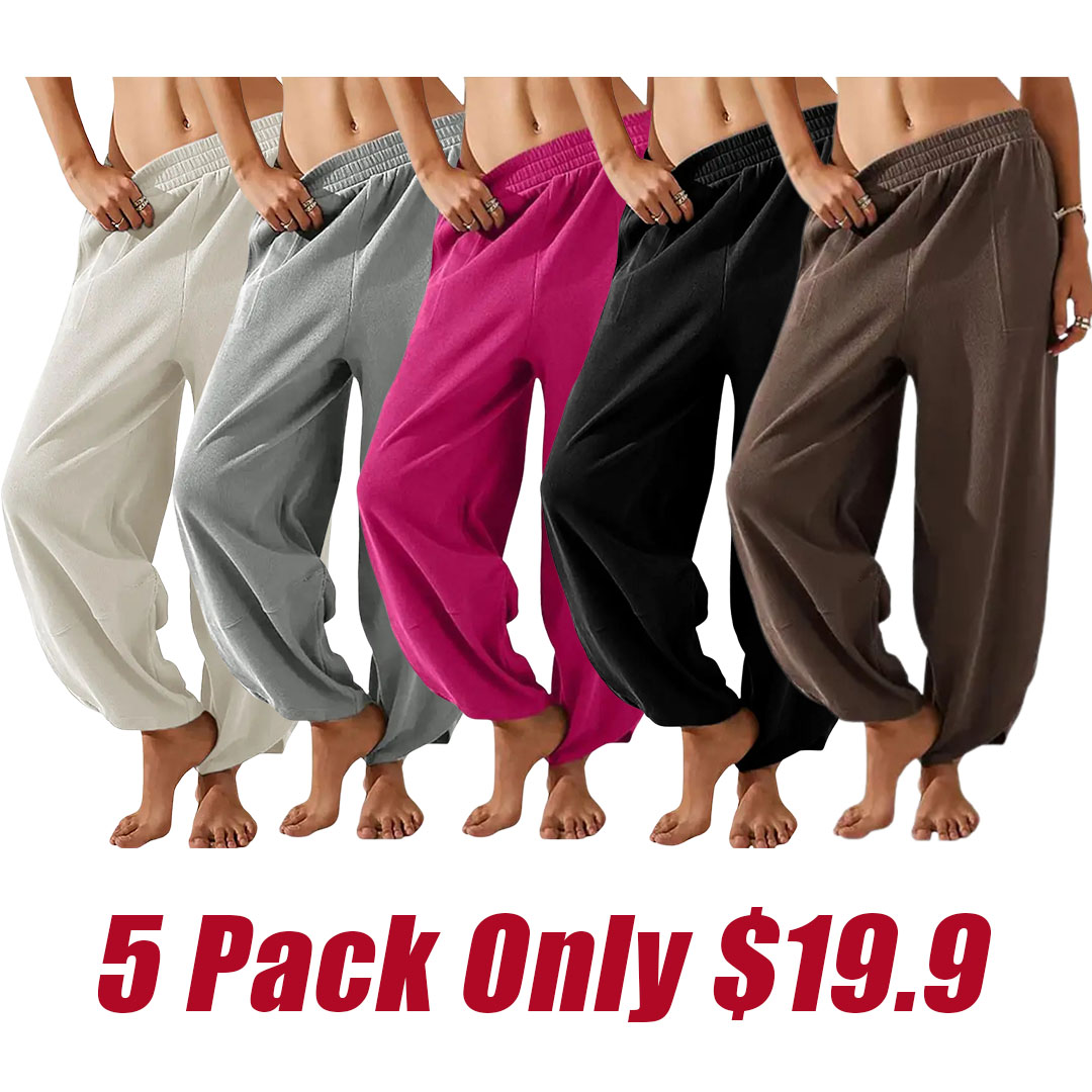 Women’s Baggy Wide Leg Pants Casual Lounge Palazzo Trousers Summer Style