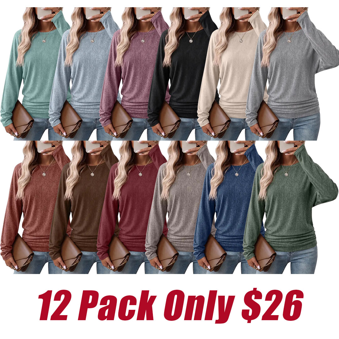 Womens Long Sleeve Ruched Hem Lightweight Sweaters
