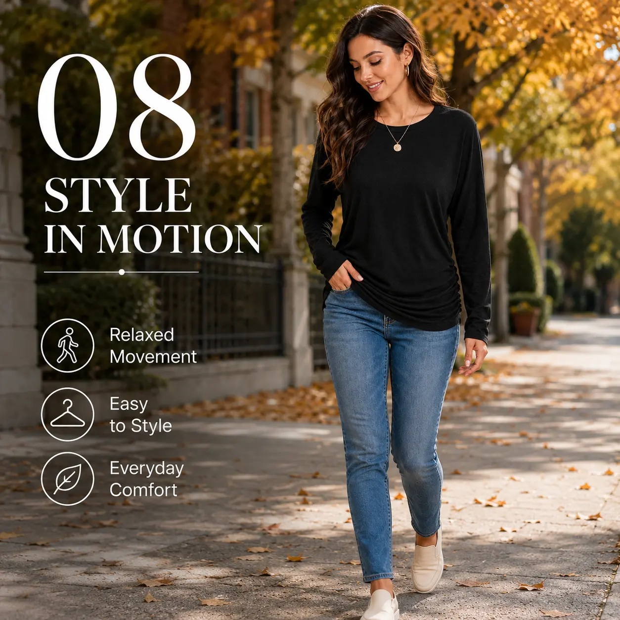 Womens Long Sleeve Ruched Hem Lightweight Sweaters