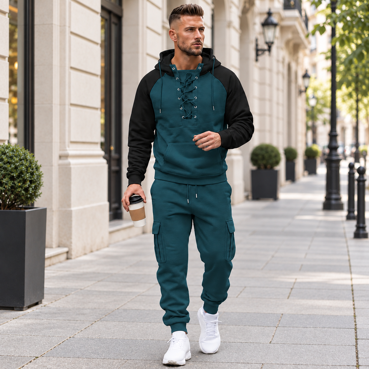Men's Casual Hooded Tracksuit Set