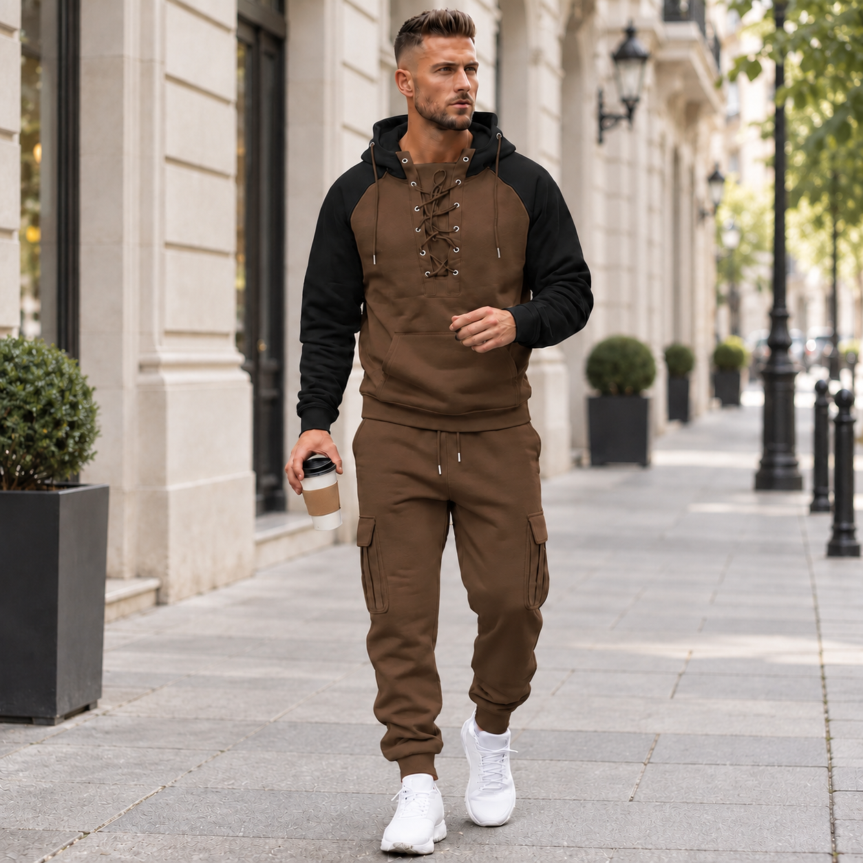 Men's Lace Up Hoodie and Jogger Set
