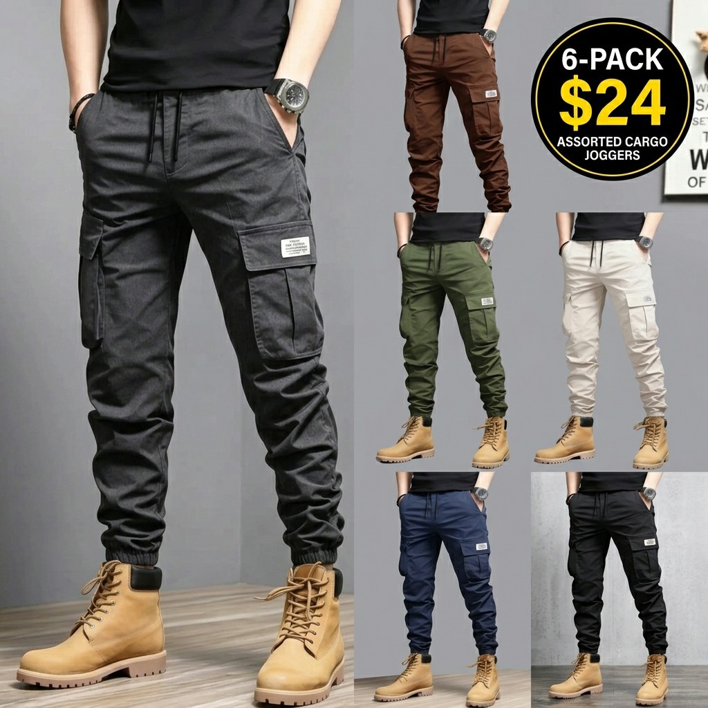 Men’s Cargo Jogger Pants – Slim Fit Multi-Pocket Tapered Casual Pants