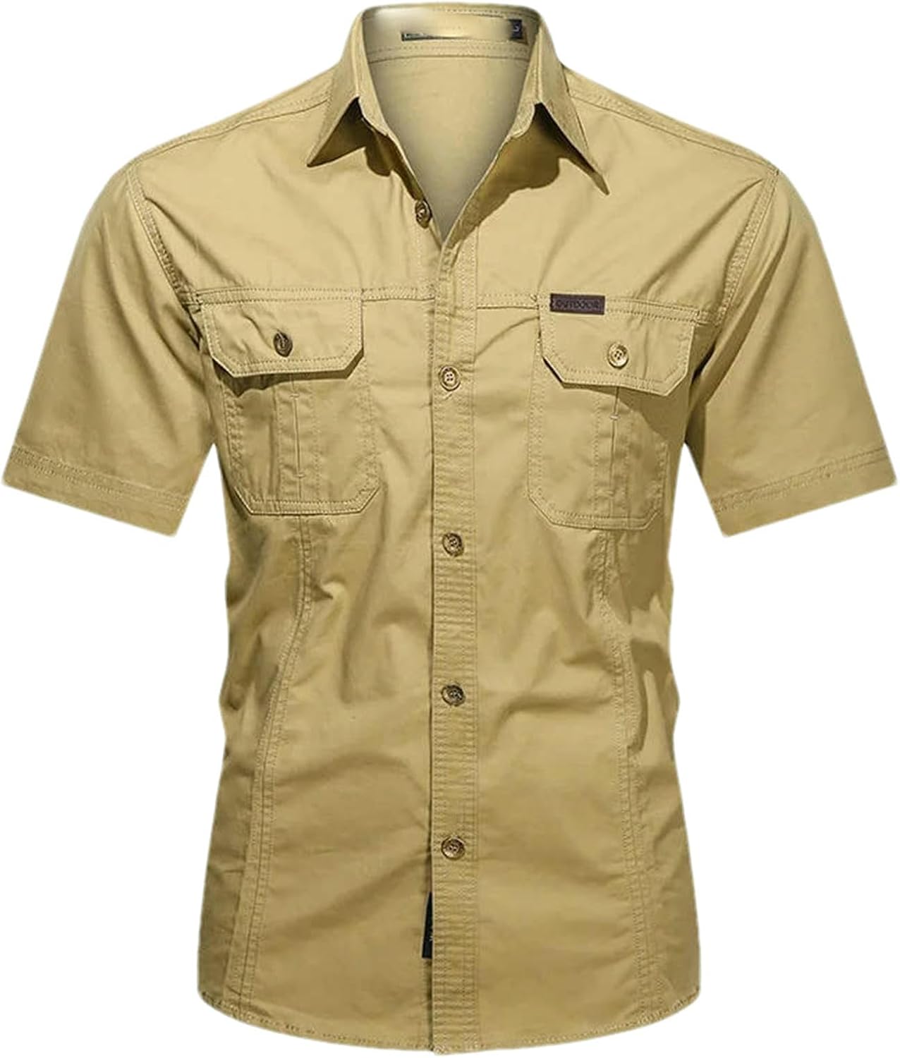 Summer Men's Thin Short Sleeved Shirts Work Clothes Multi Bag Half Sleeved Tops Cotton Washed Shirts