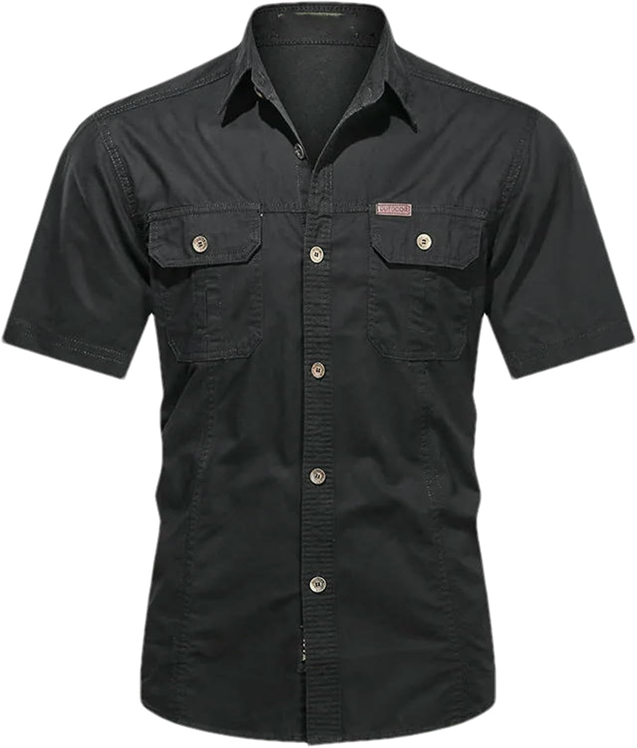 Summer Men's Thin Short Sleeved Shirts Work Clothes Multi Bag Half Sleeved Tops Cotton Washed Shirts