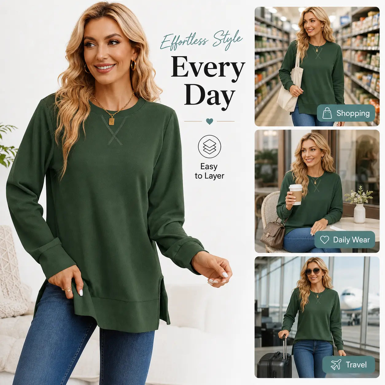 Soft lightweight fabric and relaxed women's tunic fit