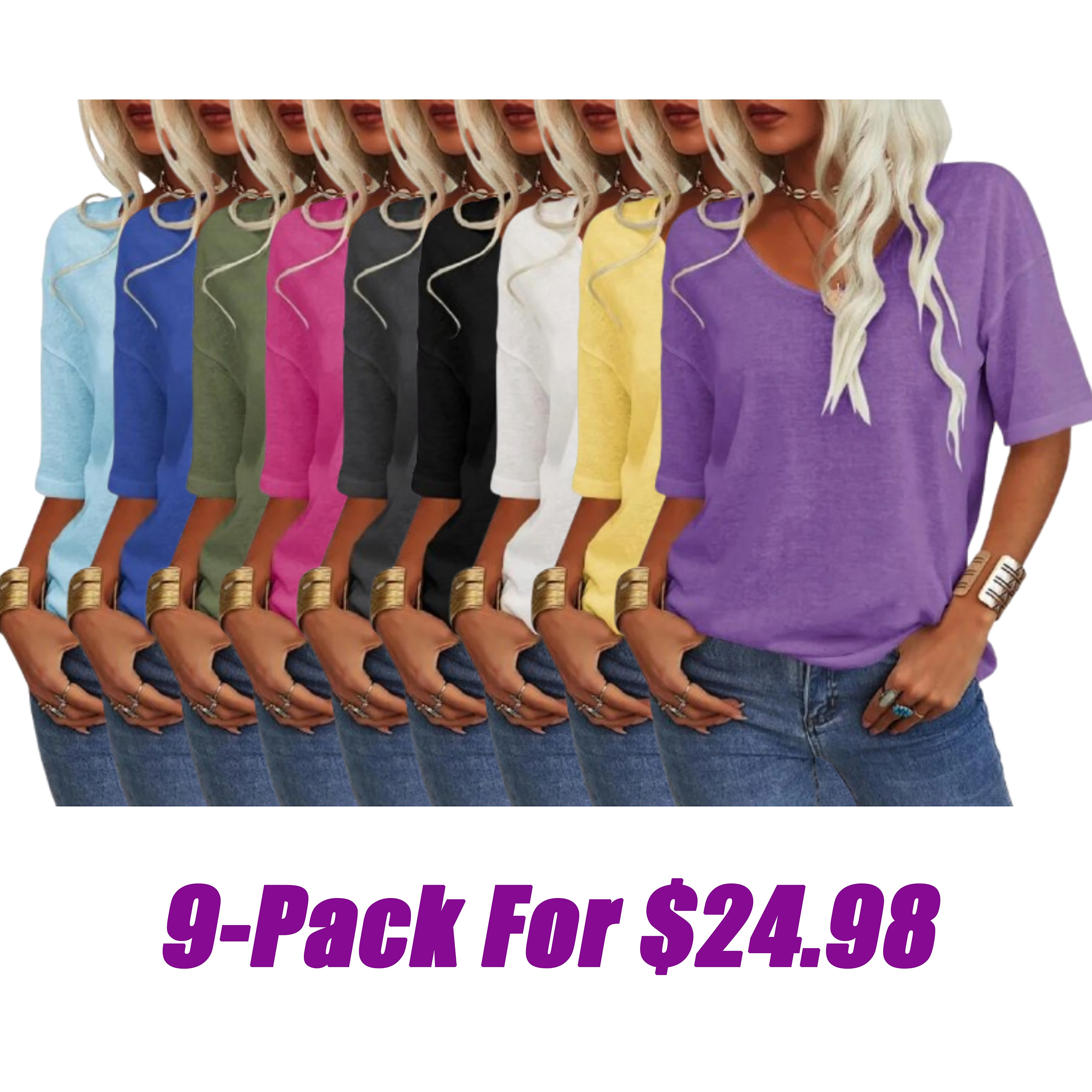 ✨Women's Solid Color V-Neck T-shirt [On Sale & Quick Ship!]