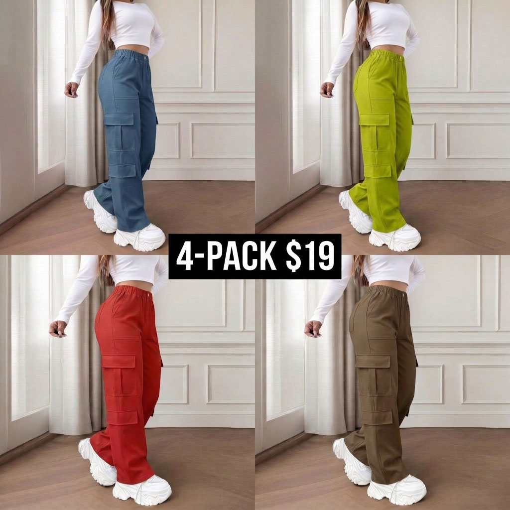 Women’s Cargo Work Pants – Straight Leg Utility Pants 