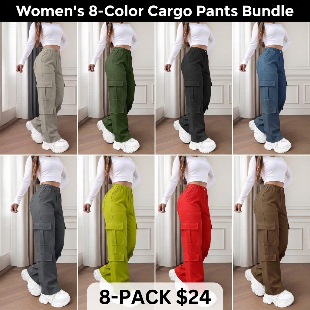 Women’s Cargo Work Pants – Straight Leg Utility Pants 