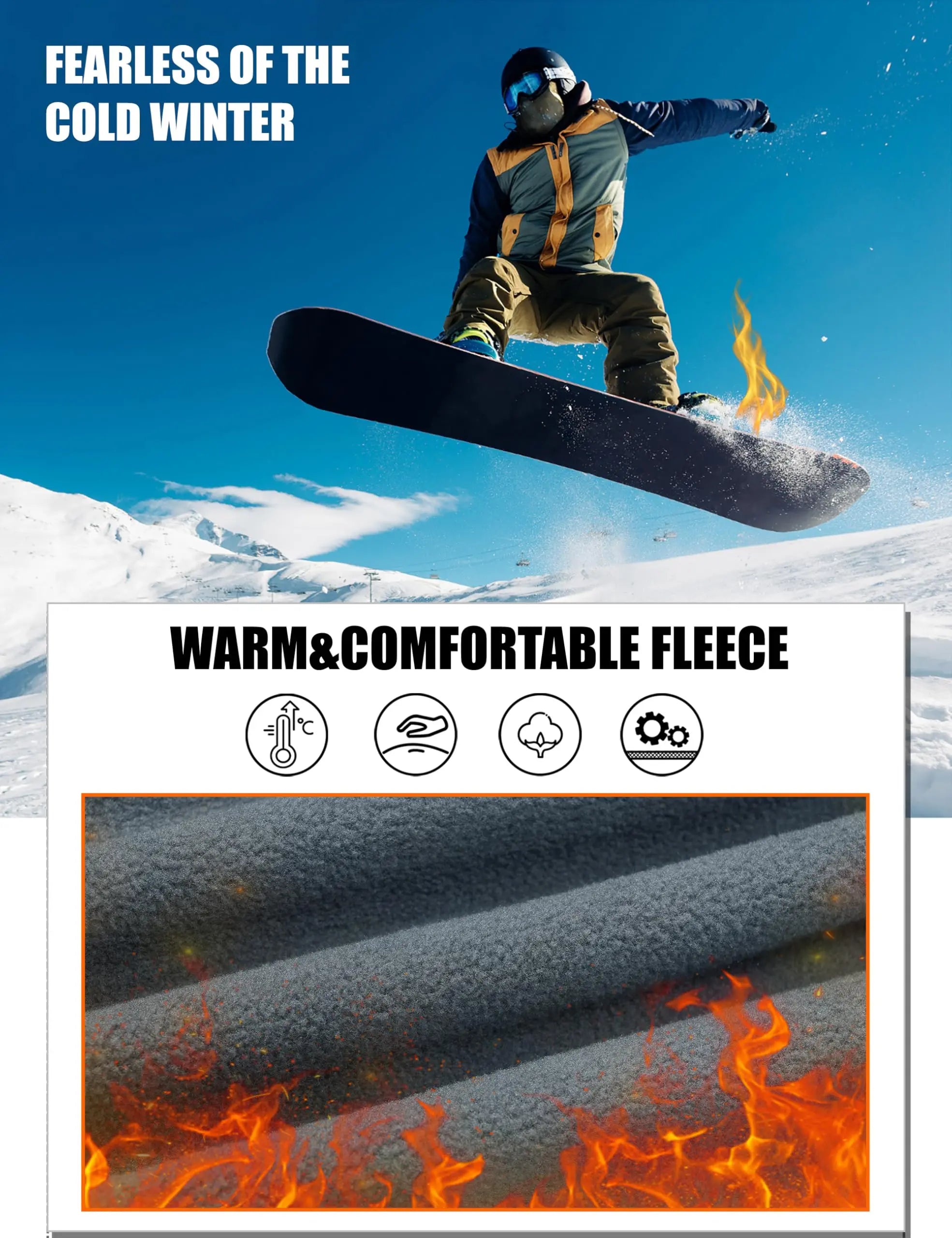 Men's fleece-lined winter outdoor pants
