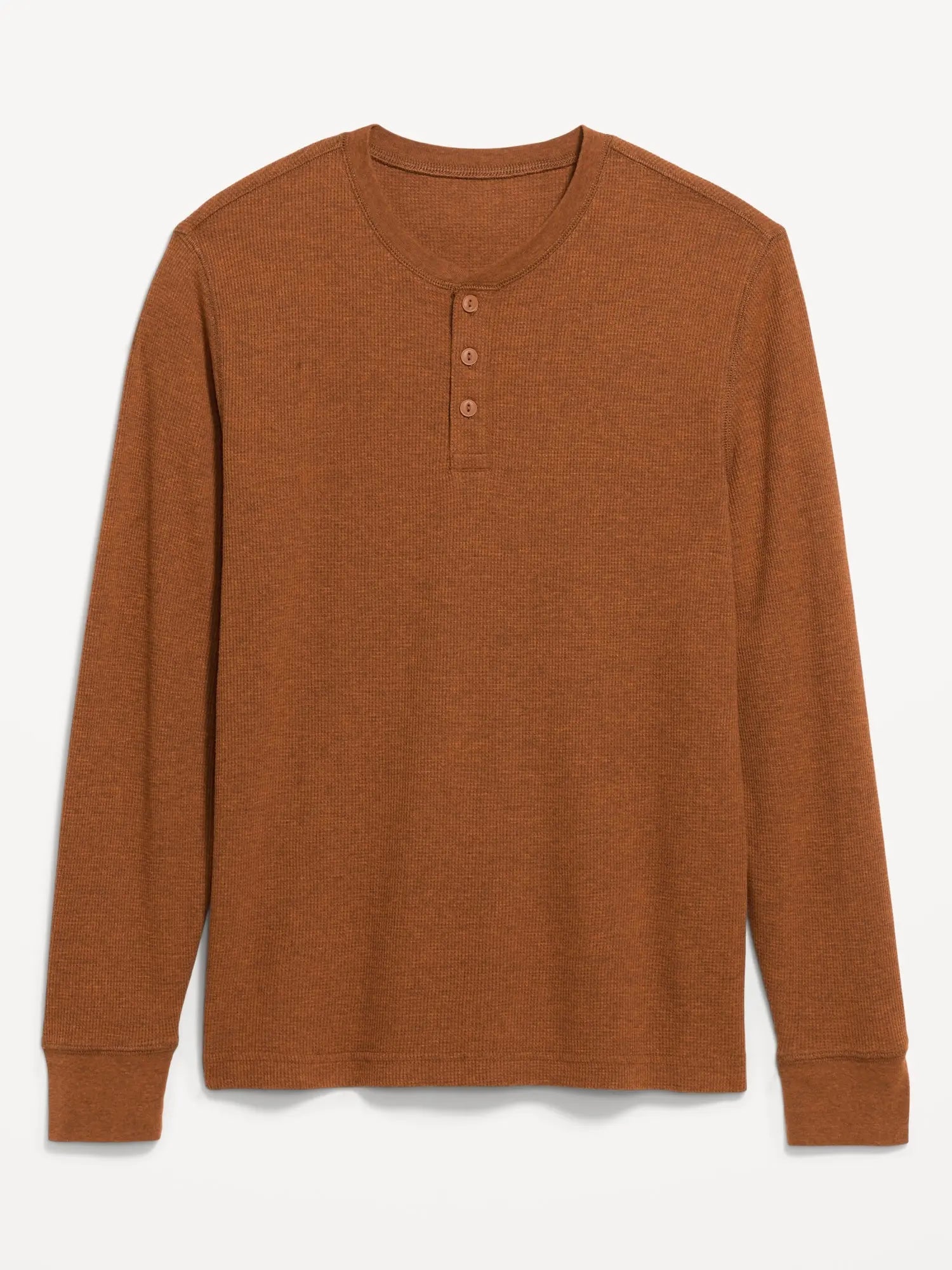 Men's waffle knit long sleeve Henley shirt