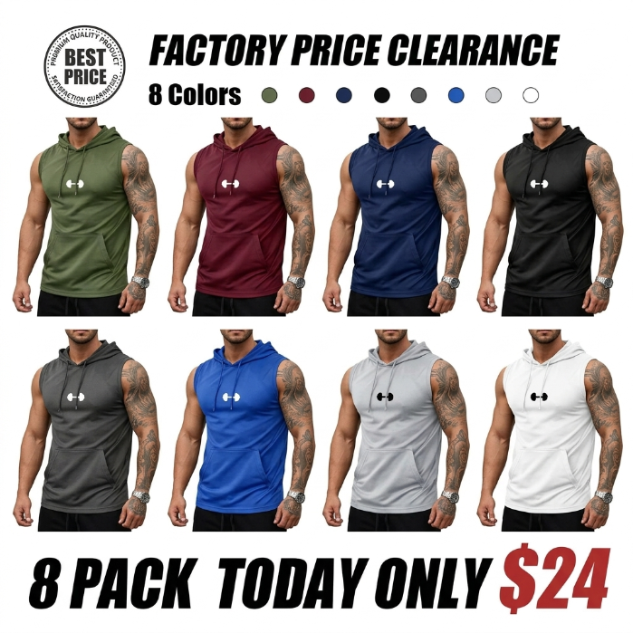 Men’s Quick-Dry Cooling Hooded Sleeveless Tops