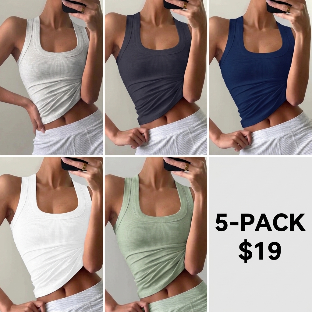 Women's Ribbed Tank Top – Slim Fit Sleeveless Summer Top