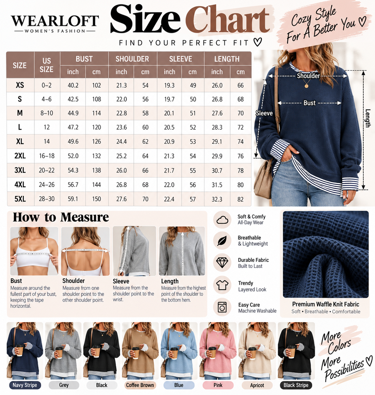 🍂 FALL SPECIAL |🔥 8 FOR ONLY $29.99! Women’s Striped Patchwork Oversized Sweatshirts – Cozy Drop Shoulder Casual Tops