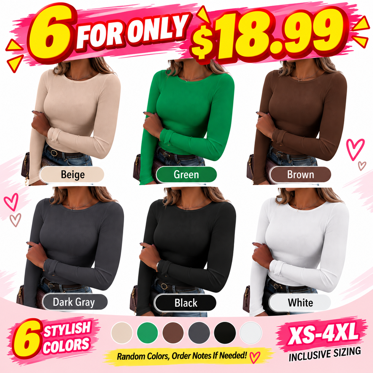 Women's Classic Crew Neck Ribbed Knit Top