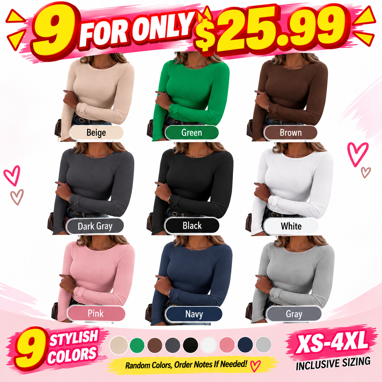 Women's Classic Crew Neck Ribbed Knit Top